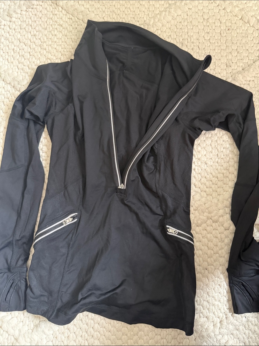 lululemon athletica Black Half-Zip Utility Jacket with Silver Zippers